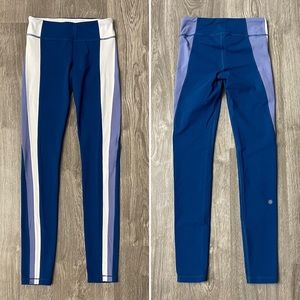 Athleta Girl Blue, Cornflower, & White Color-Block Leggings Tights Size XL/14